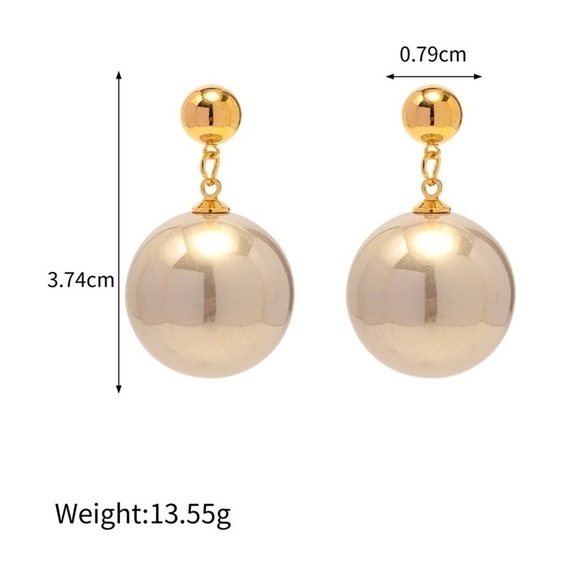 18K Gold Plated Champagne Pearl Drop Earrings - Picture 4 of 7